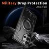 Military Armor Shockproof Case For Samsung Galaxy S22 Ultra S23 FE S24 S25 Plus 360° Rotating Stand TPU Frame Plastic Back Cover