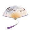 Ancient Chinese Style Ladies Cheongsam Fan Portable Bamboo Rib Cloth Hand Fan Classical Girl Hanfu Dance Performance Folding Fan