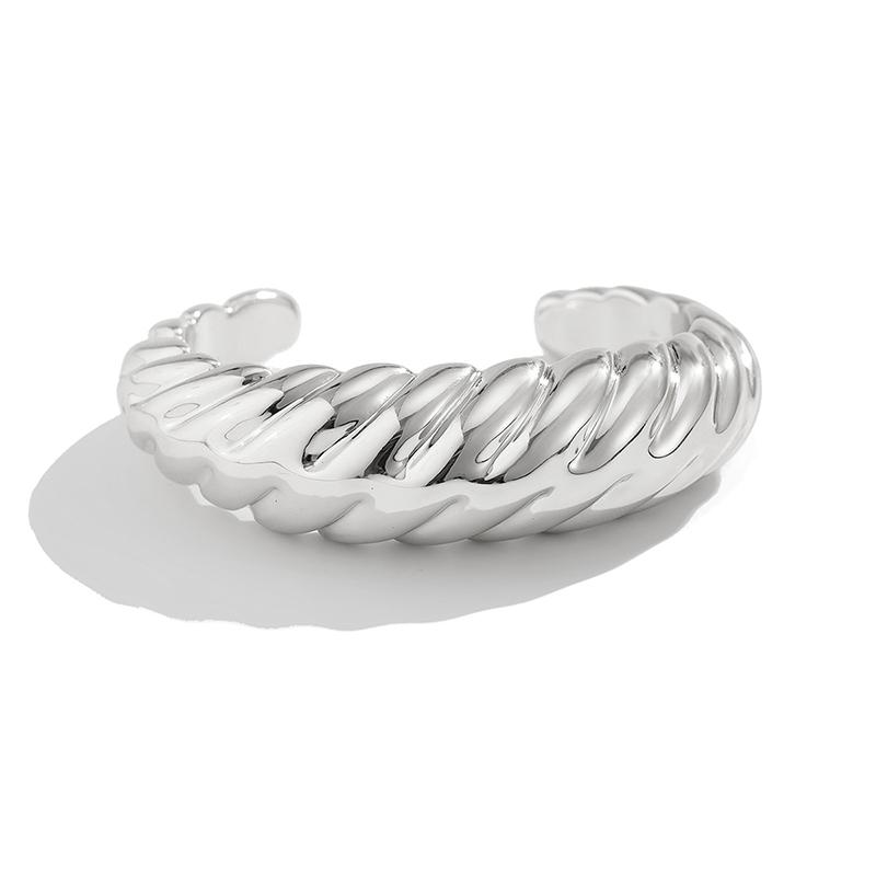 Fashion Irregular Cuff Bracelets for Women Vintage Exaggerated Gold Silver Color Glossy Plastic Open Bangle Female Jewelry Gift