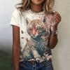 Summer Tiger Pattern T-shirt Animal 3d Printing Women's Casual Round Neck Short-sleeved Retro Y2k Harajuku Top Women's Clothing