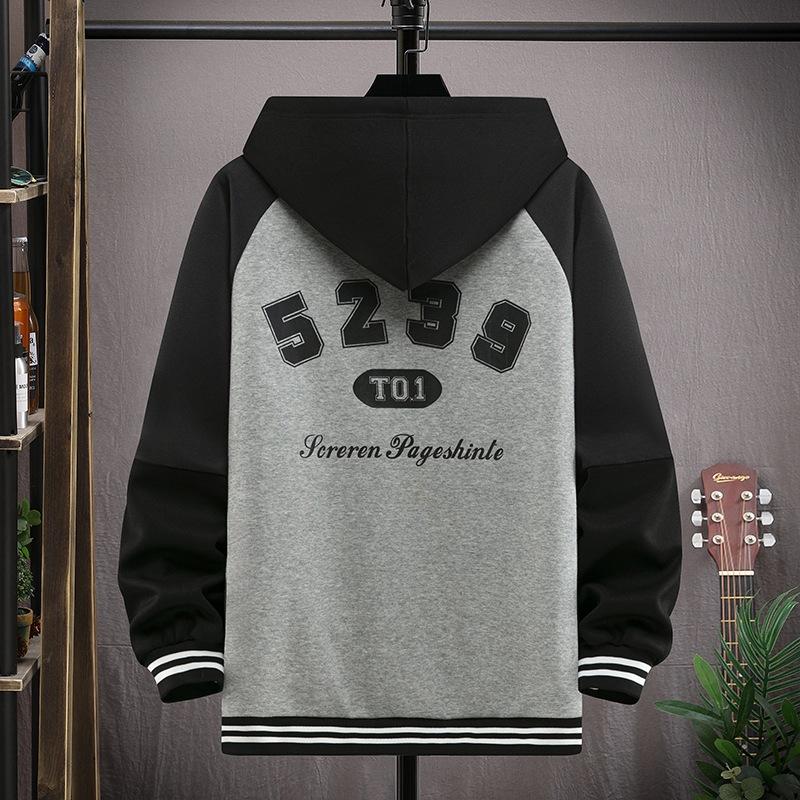 Tenåringsjakke med hette Vår- og høstkåpe Gutt Junior- og videregående skoleelever 15 Barne-trend Fargeblokkert Cardigan-genser