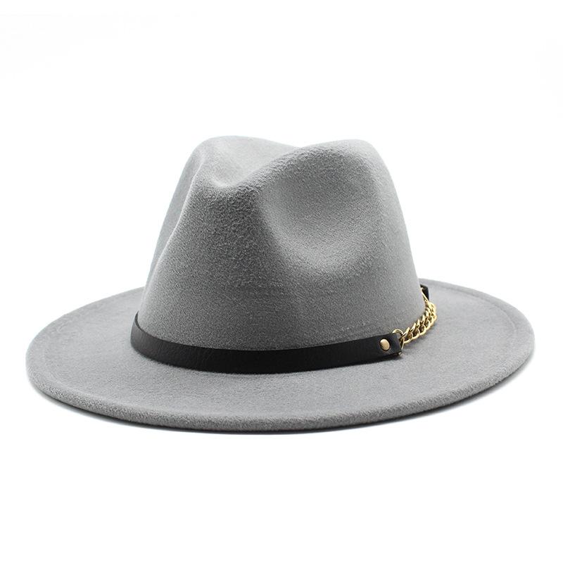 British Style Men And Women Jazz Woolen Hat Big Eave Hat Classic Woolen Hat