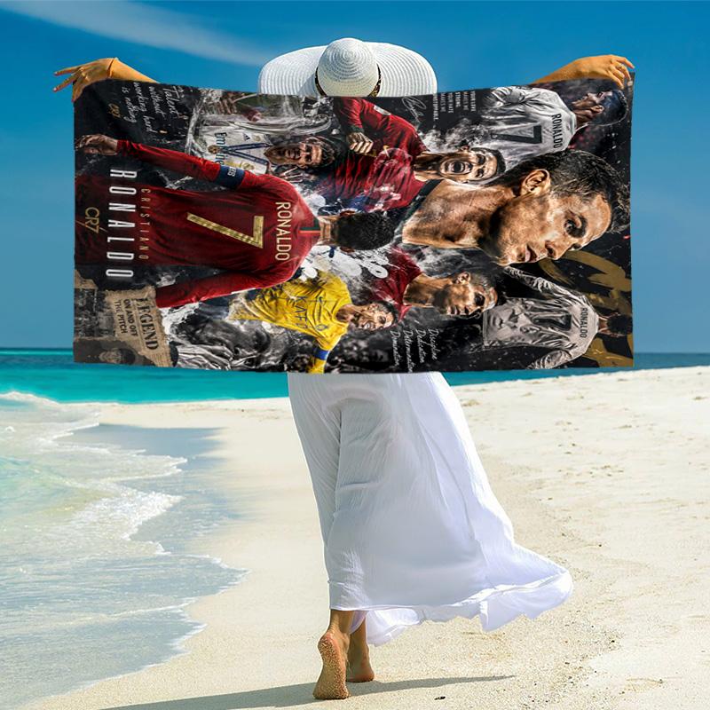 Ronaldo Portugal Football Legend Beach Towel Beach Portable For Travel Outdoor Pool Towel Seaside Swim Comfort Outdoor Picnic Beach Mat