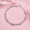 925 Sterling Silver Purple AAA Zircon Bracelet Gift Wedding Jewelry