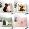 Cute Cartoon Plush Cat 4 Pillow Case Linen Cushion Covers For Decorative Sofa Home Pillows Case Car Chair Pillows Cases