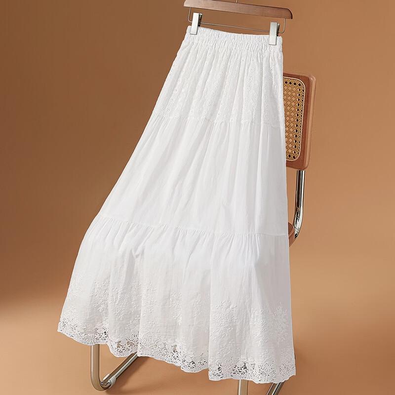 Women's Elastic Waist Lace A-line Midi Skirt