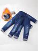 Girls' Winter Fleece-Lined Quilted Jeans - Thick, Warm, Fashionable Outerwear.