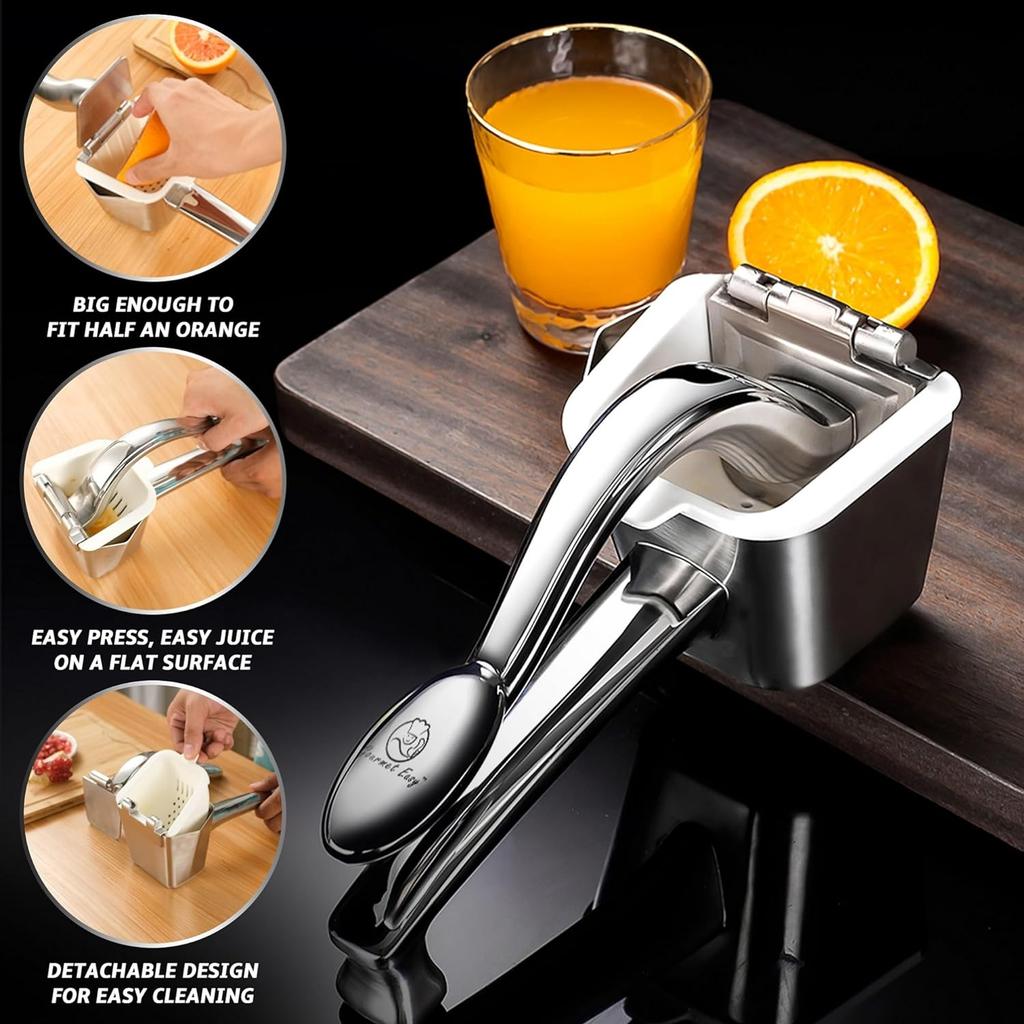 Zitronenpresse aus Edelstahl, manueller Entsafter für Zitrusfrüchte, Limette, Orange, robuster, ergonomischer Griff