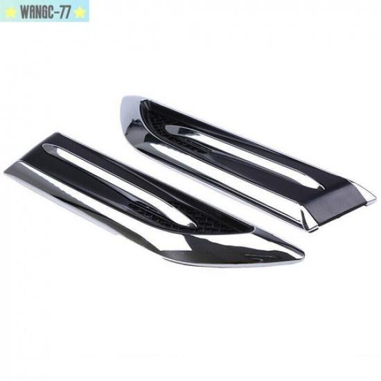 2x Silver Car SUV Air Flow Fender Side Vent Decoration Sticker Cover Accessories