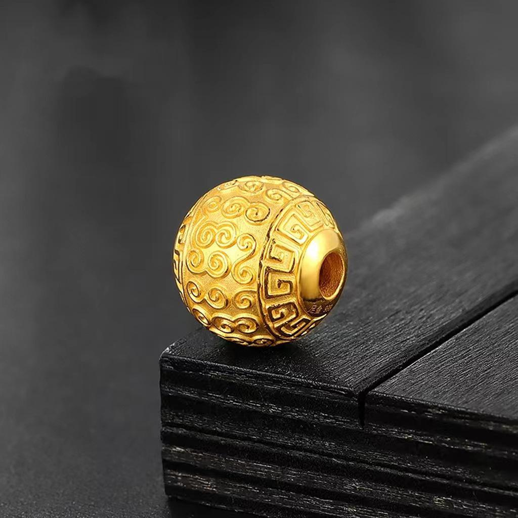 Gold-Plated Brass Auspicious Cloud Beads: Handmade DIY Lucky Charm Spacer Beads for Unisex Bracelets