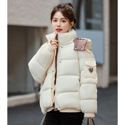 Cappotto Invernale Corto Vestibilità Ampia Abbigliamento Pane Giacca con Cappuccio Donna