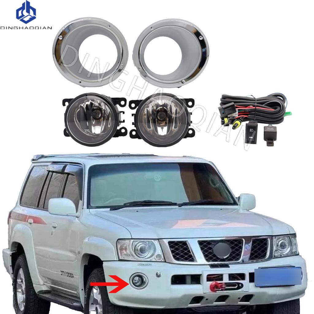 1 set Fog Lights Headlight For Nissan Patrol Y61 2005 2006 2007 2008 2009 Fog lights Car Fog Lamp Kit With Harness Bulb Switch