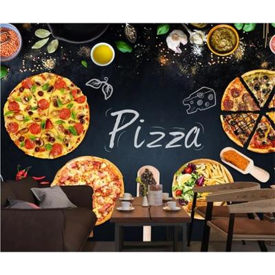 Photo Restaurant Mural 3d Wallpaper Western Restaurant Hamburger Pizza Wallpaper Sa Mural