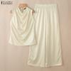 ZANZEA Completi da Donna a Due Pezzi Casual: Canottiere Senza Maniche e Pantaloni Lunghi