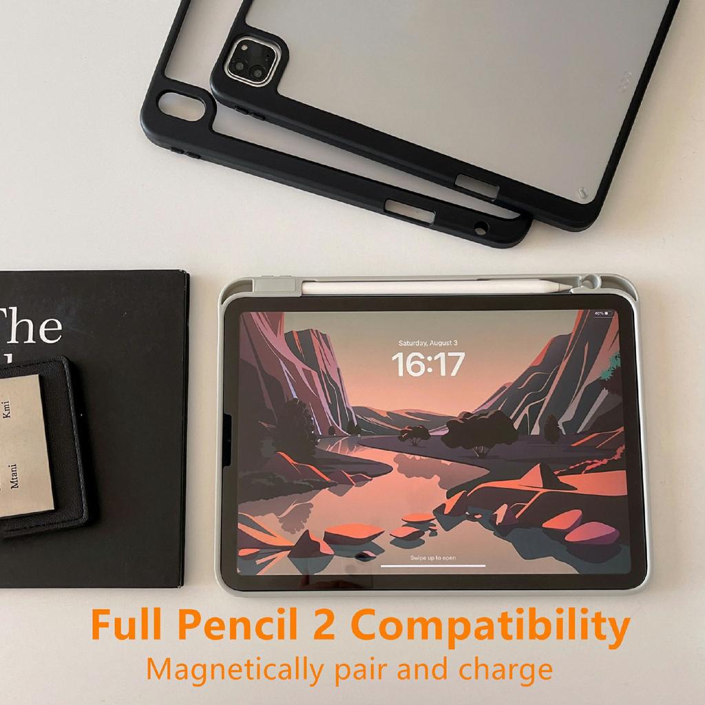 For iPad (2025)/iPad 10.9 (2022) Case Acrylic+PC Matte Tablet Cover with Pencil Holder