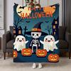 Cozy Happy Halloween Flannel Throw Blanket - Soft And Warm with Cute Skeleton, Ghosts, And Pumpkins Festive Fall Decor for Couch, Bed, And Office Perf