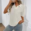 Women's Collared Color Knit Pullover Loose Short,sleeved T,shirt