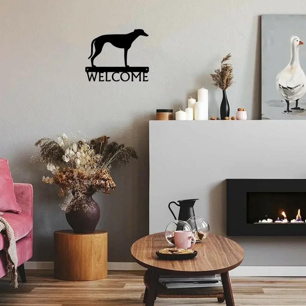 Windhund Hund Willkommen Zeichen Metall Ornamente Kunstwerk Wand Aufkleber Form Windhund Aufkleber Zeichen Metall Ornamente Willkommen Kunstwerk
