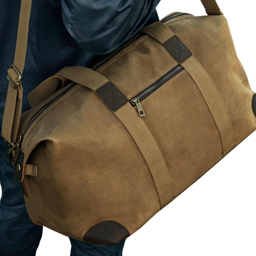 Quadra Heritage Leather Trim Waxed Canvas Holdall