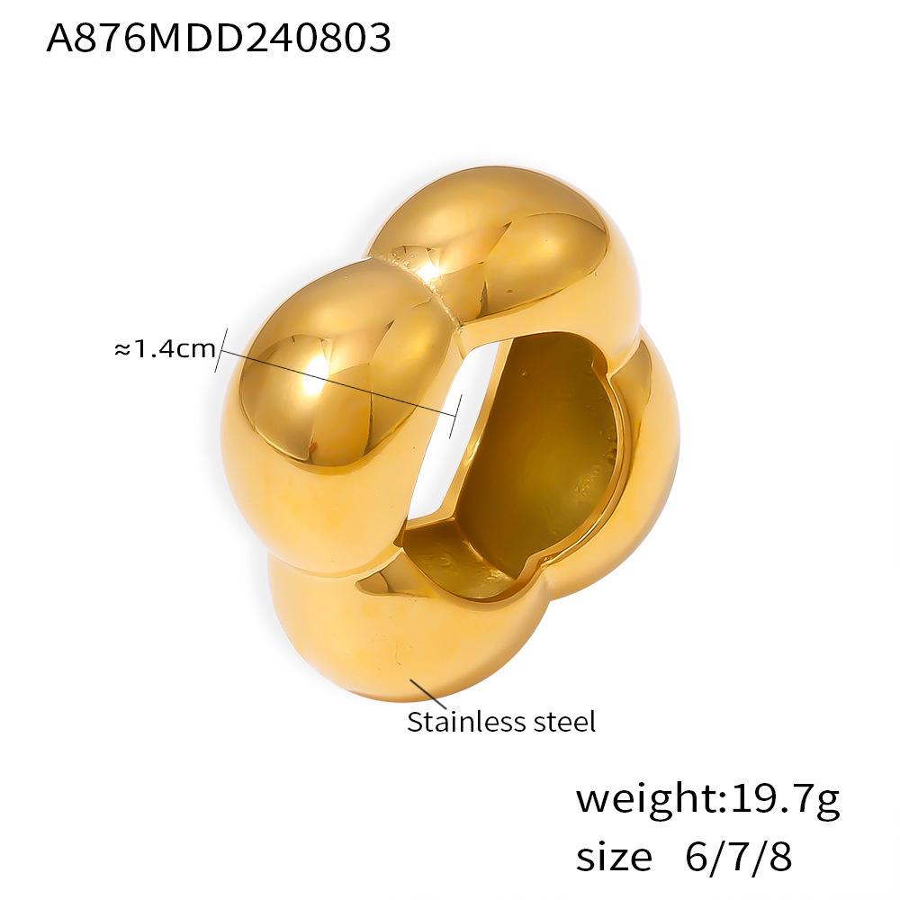 18K Gold Stainless Steel Geometric Hollow Flower Ring for Women Size 6