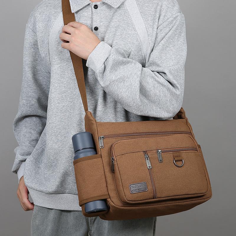 Bolsa Transversal de Lona Vintage para Homens - Bolsa de Ombro Estilosa Tote Mensageiro (Portátil Durável para Viagem e Uso Diário)