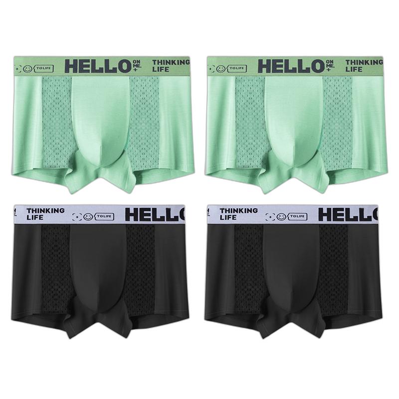 4 st Herrkalsonger Is-Silke Mesh Boxerkalsonger Kalsonger Andningsbara Underbyxor Pojkunderbyxor Underkläder L XL XXL 3XL 4XL 5XL