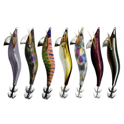 Leurre Calamar Pêche Turlutte Calamar Poulpe Lumière avec Jupe en Tissu pour Calamar Poulpe Japonais, Leurres Pêche en Mer Appât Jigging Forme Crevette