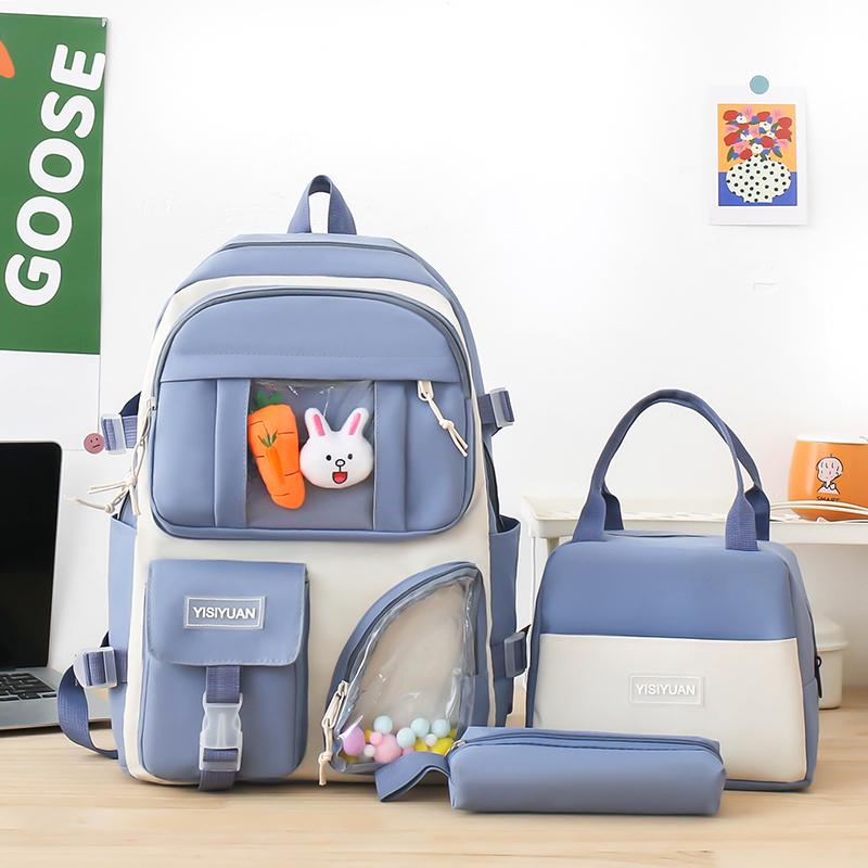 Canvas Rucksack Set Damen Farbkontrast Rucksack Junior Senior High School Schüler Schultasche