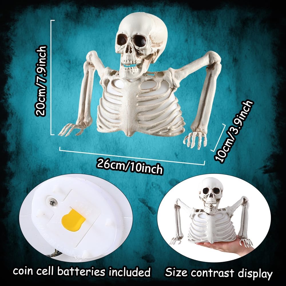 

Halloween Skeleton with Different Light Colors, Holiday Party Home Haunted House Yard Art, Indoor Lawn Stakes Garden Halloween Skeleton Decoration