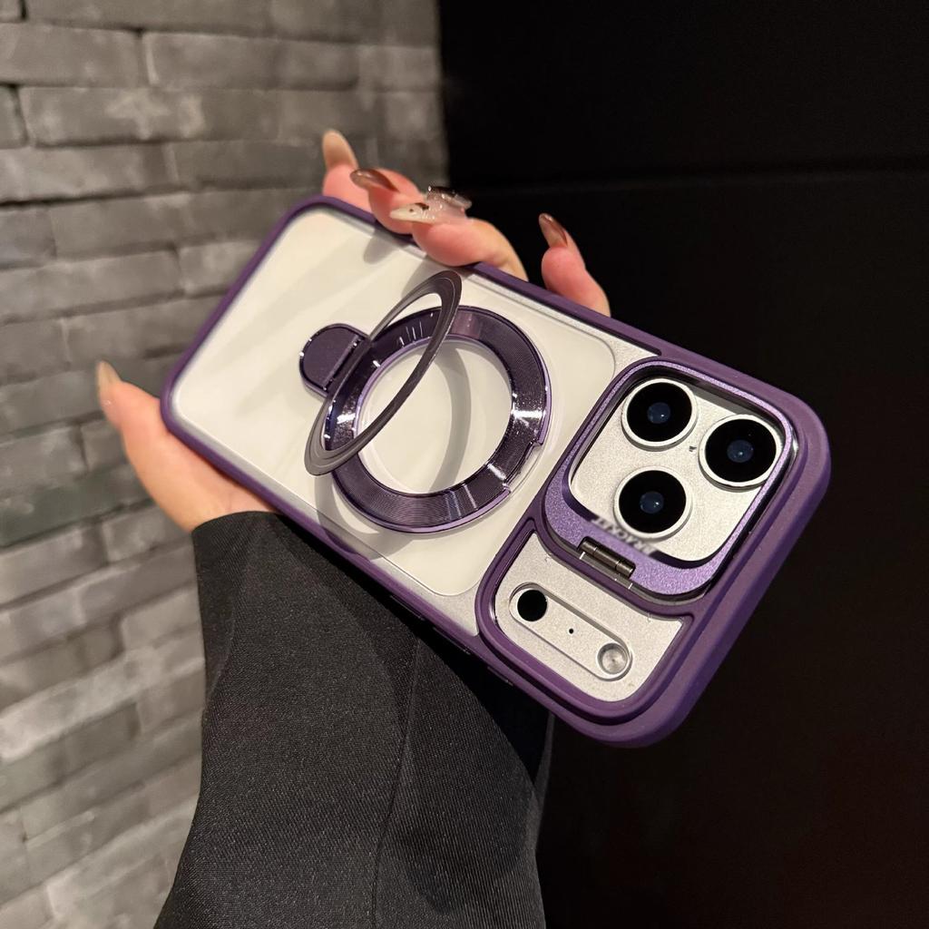 Magnetic Lens Dual Bracket for iPhone17PROMAX Creative Mobile Phone Case for Apple 16 with Lens Film