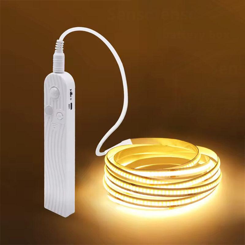 BMW 8MM COB Led Strip 5V With Motion Sensor Flexible LED Tape Battery Powered 320LEDs/M Induction Night Light For Stair Kitchen