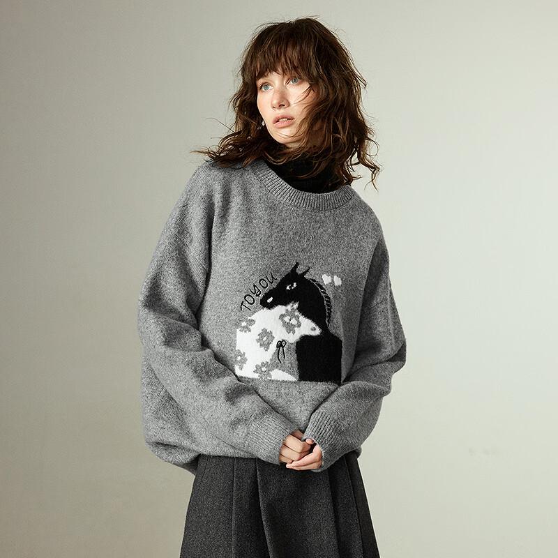 Chuyu Women's Jacquard Knit Wool Blend Sweater