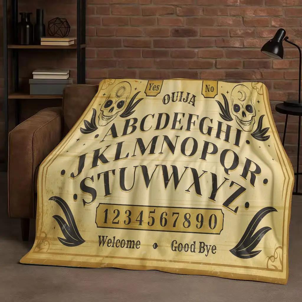 HD Retro Witch Spirit Ouija Board Flannel Blanket,Ultra Soft Warm Plush Throw for Home Bedroom Bed Sofa Cover Kids Gift Picnic