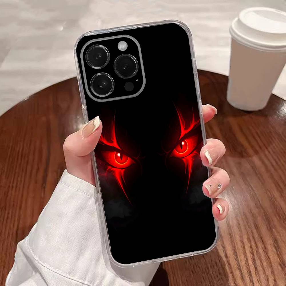 Scary Red Evil Demon Eyes Phone Case For iPhone 17,16,15,14,13,12,11 Plus,Pro,Max,XR,XS,Plus,E,SE4,Mini Transparent Cover