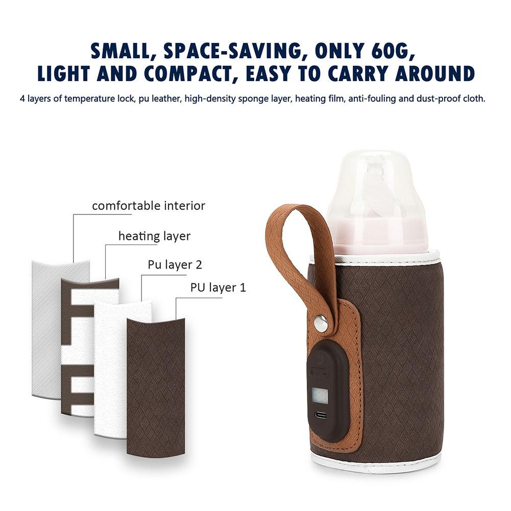 Baby Milk Warmer USB Powered Digital Display Baby Nursing Bottle Heater Portable Bottle Warmer for Baby Children Outdoor Travel