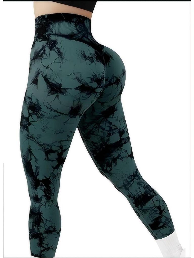 High-Waisted Tie-Dye Yoga Leggings: Quick-Dry, Seamless, Peach-Lift, Elastic Fitness Pants