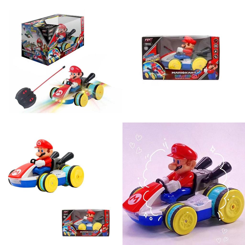 Mario Remote Control Car Cool Stunt Vehicle With Lights And Music Super Mario Kart Toy Plastic)