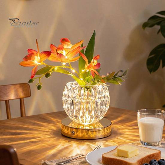 Berührungssteuerung Nachttischlampe Blume Tischlampe, 3 Farben Orchidee Nachtlicht, Wiederaufladbar Kabellos Dimmbar Künstlich Kreativ DIY Florale Leuchte LED mit