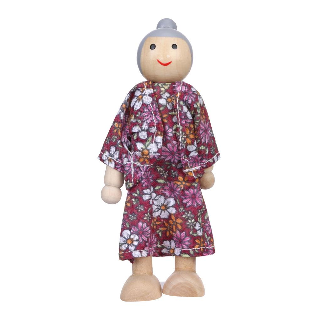 Dzieci Dziewczynki Szczęśliwe Lalki Rodzina Zestaw do Zabawy Drewniane Figurki Zestaw 6 Ludzi Lalki