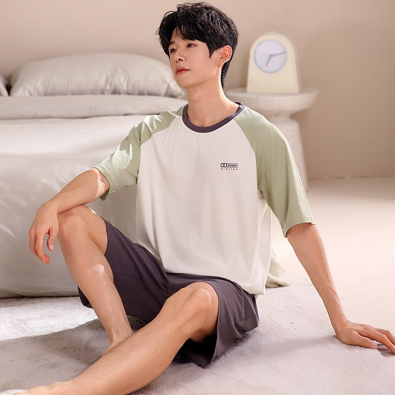 Men's Plus Size Modal Pajama Set: Summer Short-Sleeve Top & Shorts, Cool & Lightweight for Teens and Adults