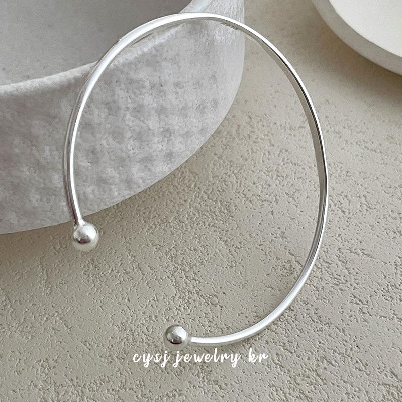 Cui Yan S925 Sterling Silver Open Round Bead Bracelet Ring for Women - Korean Style, High-End, Versatile Jewelry