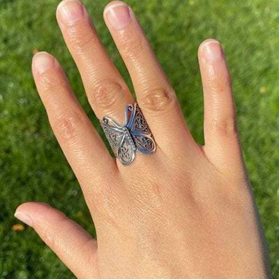 Yousheng Women Ring Butterfly Adjustable Jewelry Engraving Fashion Appearance Finger Ring for Dating