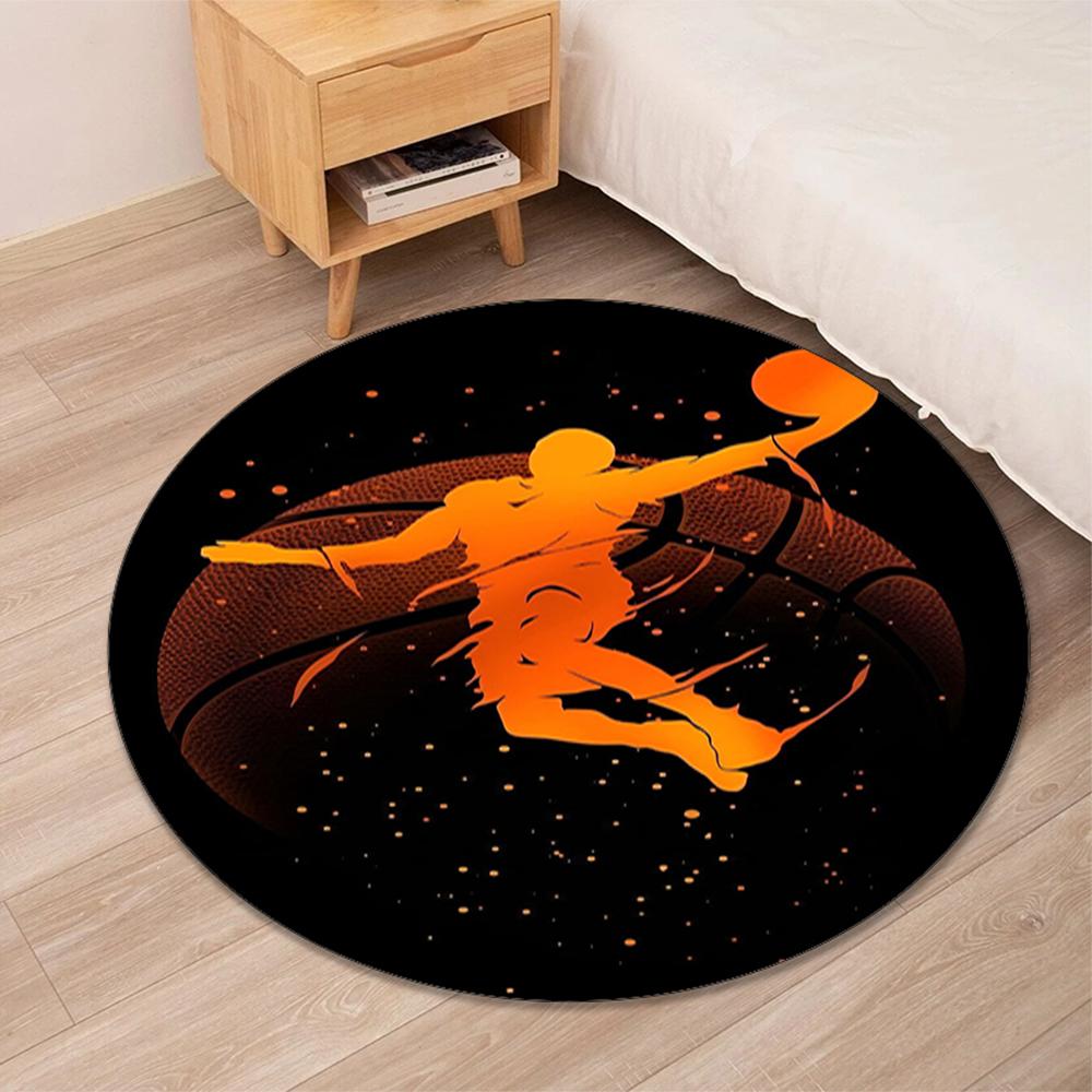 Basketball Bedruckter Runder Teppich Teppich Stuhlteppich Läufer Eingang Fußmatten, für Bürostuhl Wohnzimmer Schlafzimmer Küche.