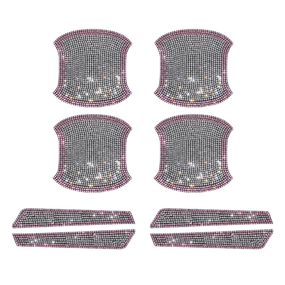 8 ks kamínkových křišťálových samolepek na dveřní misku do auta s nálepkou na kliku dveří, samolepky proti poškrábání, protikolizní proužek