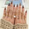 Sada prstenů s českým zlatým řetízkem pro ženy Fashion Boho Coin Snake Moon Rings Dárkové šperky Party Trend
