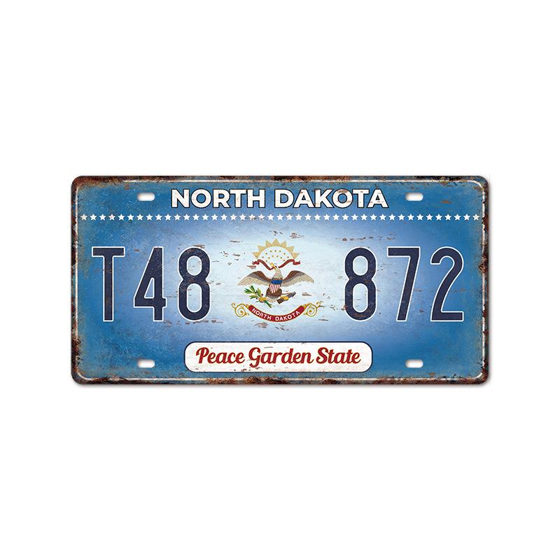 Vintage Tin Art with 1530 License Plate Design: Ideal for American - style Background Wall Decor