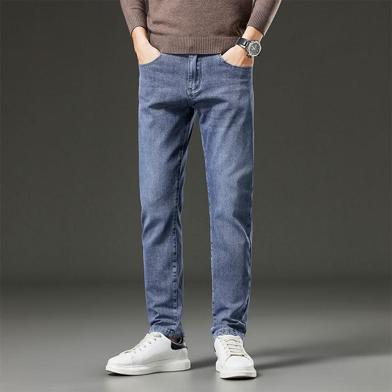 2024 Herbst/Winter Neue Plüsch/Reguläre Jeans Herren Trendy Marke Lose Gerade Röhre Business Vielseitige Stretch Lange Hose