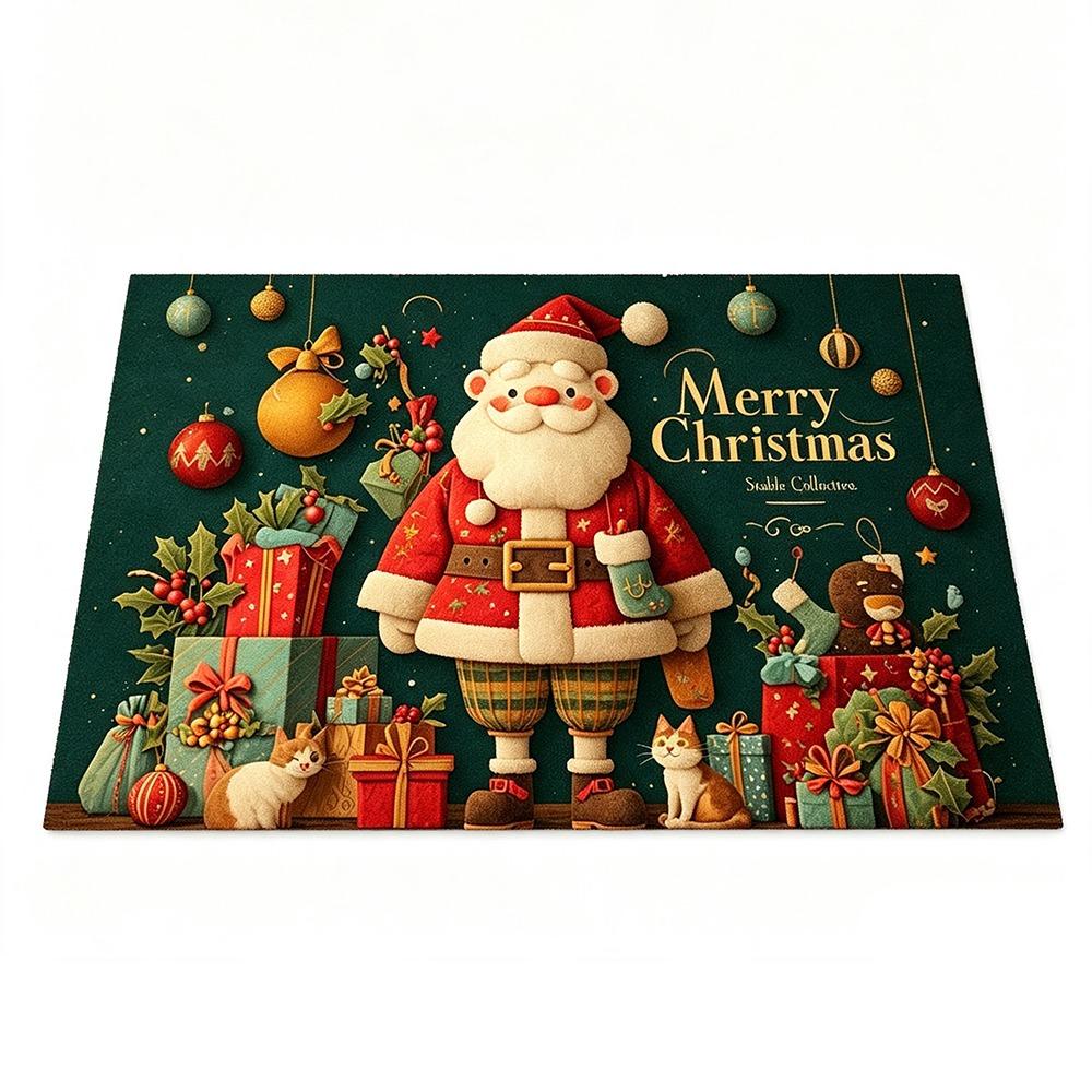 Flannel Anti-Slip Floor Mat Non-Slip Backing Festive Entrance Rug  For Corridors