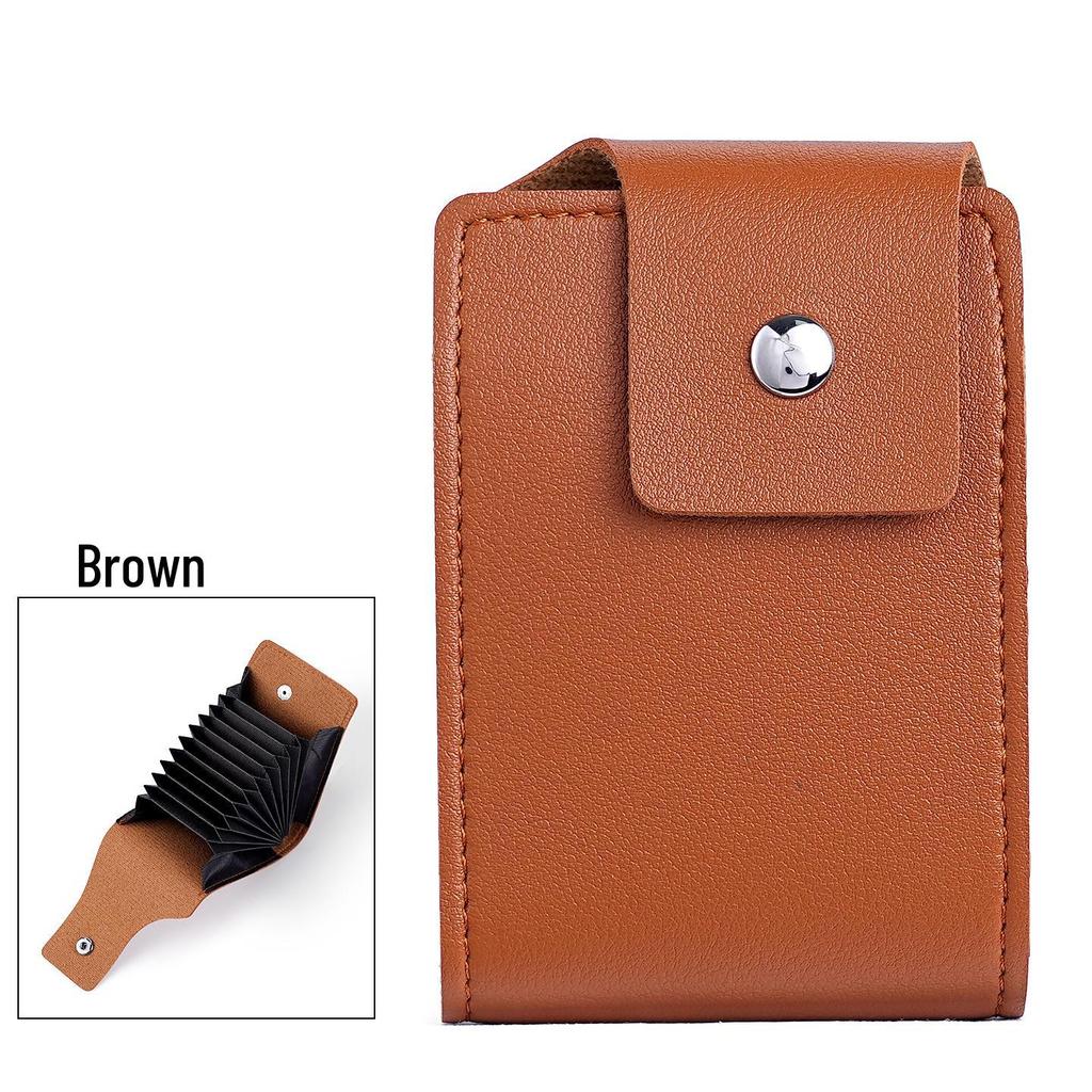 Stylish Multi-functional Cross-Grain Card Holder with Buckle for Coins and IDs