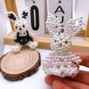 Faux Pearl Bear Rabbit Keychain Pendant Handmade Braided Lightweight Charm Key Chain Backpack Bag Accessory